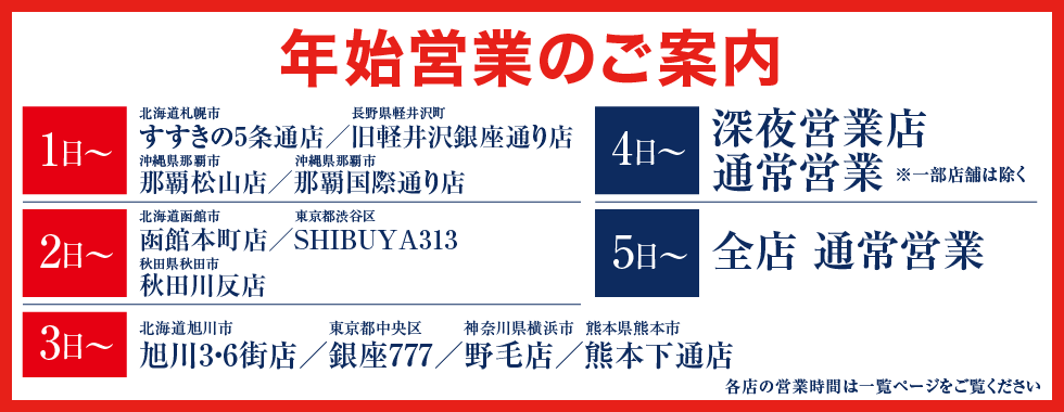 年始の営業時間